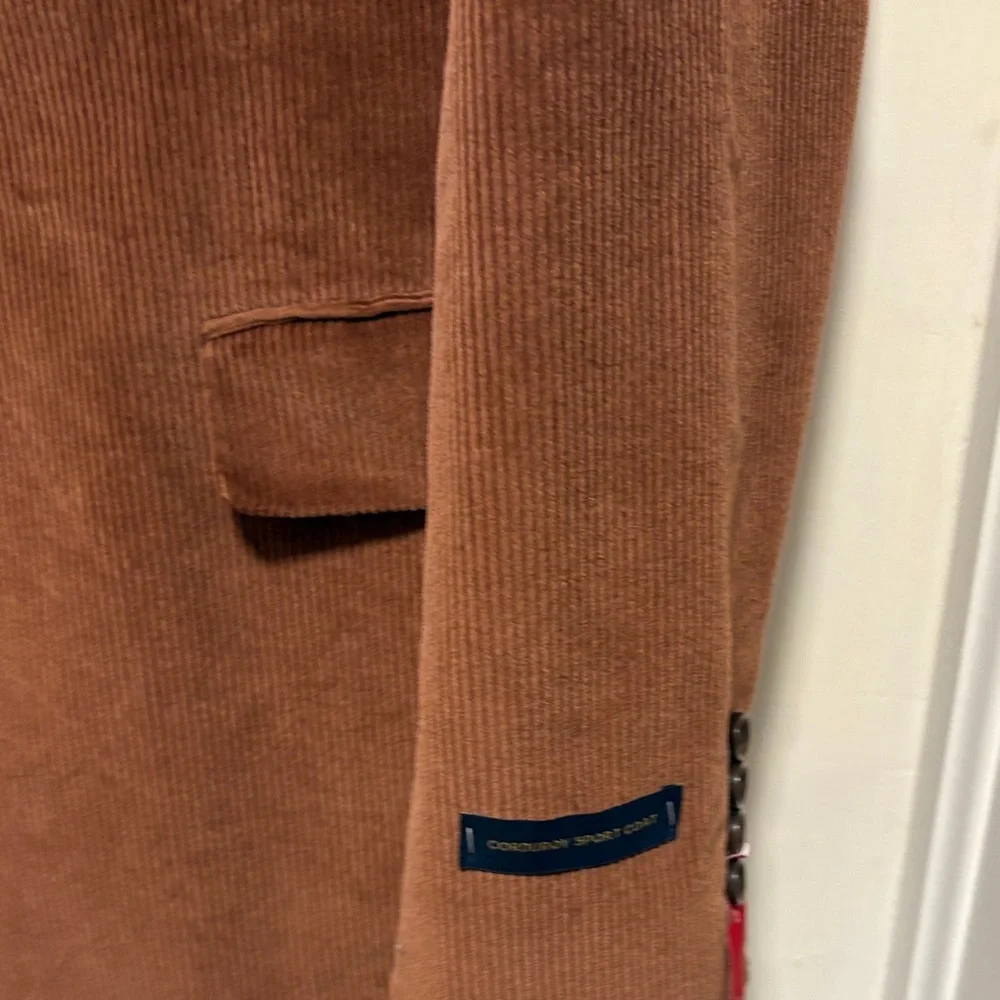 Stafford Chocolate Brown Stretch Comfort Slim Fit Corduroy Sport Coat 46 Reg BN